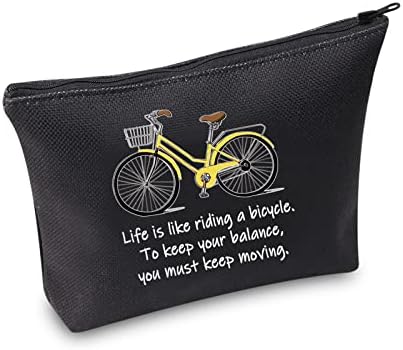 MBMSO מתנות אופניים שקית קוסמטיקה תיק איפור אופניים חיים הם כמו לרכוב על רוכס רוכסן אופניים מתנות לרוכבי אופניים לנשים לארגן תיקי טואלט