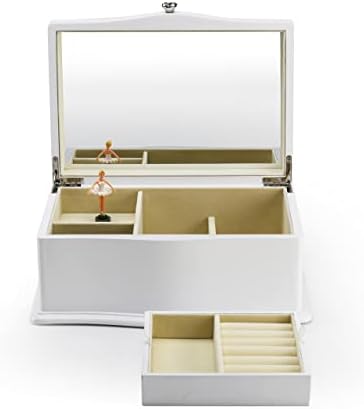 מטון לבן מסתובב בלרינה 18 הערה קופסת תכשיטים מוזיקלית מעץ - שירים רבים לבחירה - Greensleeves