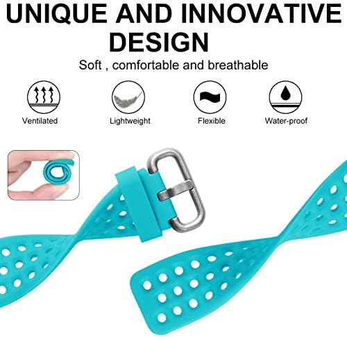 להקות ספורט של Geeak עבור Fitbit Versa 2/Versa להקות/Versa Lite Smartwatch, עמידות בפני מים ונושמים עם אבזם מתכת עבור Fitbit Versa 2 Smart