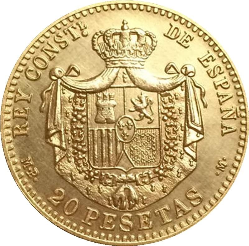 1889 מטבעות ספרדיות נחושת זהב מצופה מטבעות מטבעות מטבעות מלאכה יכול לנשוף