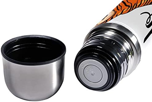 SDFSDFSD 17 גרם ואקום מבודד נירוסטה בקבוק מים ספורט קפה ספל ספל ספל עור אמיתי עטוף BPA בחינם, GO TIGER