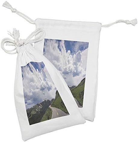 ערכת כיס בדים של Ambesonne Travel Set of 2, הפארק הלאומי ילוסטון וויומינג, תיק משיכה קטן למסכות ומוצרי מוצרי מוצרים, 9 x 6, Evergreen