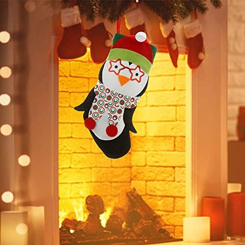 תיק קישוט מתנה לגרב תיק חג המולד לתיק משפחתי נושא גרב תיק חג חג המולד ממתקים מתאימים תפאורה ביתית מתנדנדת פינגווין מכונית תלייה קישוט
