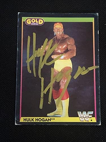 Hulk Hogan 1992 Merlin Gold WWF WWF חתום כרטיס חתימה - תמונות היאבקות חתימה
