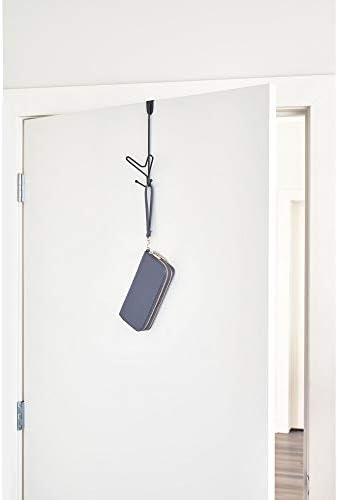 Idesign Yori Steel Over-the-Door Triple Quad Hook מתלה מארגן לאחסון לארונות, חדרי שינה, חדרי אמבטיה, 16.13 x 3.89 x 9.67 , שחור מט