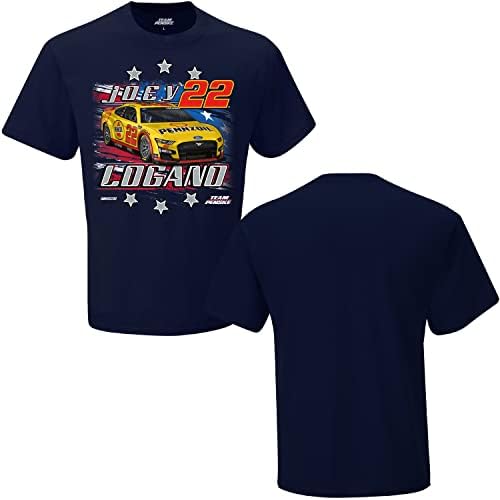 דגל משובץ Sports Mens NASCAR חולצת טריקו כותנה-כוכבי 2-נקודה ופסים פטריוטיים טי-חיל