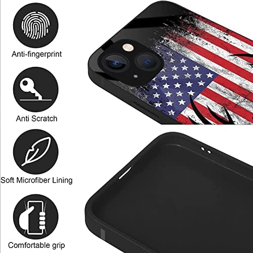 מארז Zitong iPhone 11 מארז, ציד צבי דגל אמריקאי אייפון 11 מקרים לגברים בנים, עיצוב דפוסים עיצוב זעזועים נרתיק זכוכית אורגנית לאייפון אפל