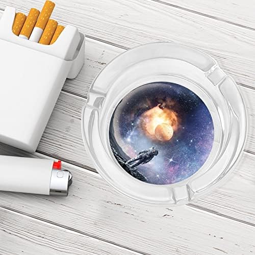 חור חלל אסטרונאוט זכוכית מעשן סיגריות סיגריות סיגריות מארז מגש אפר עגול