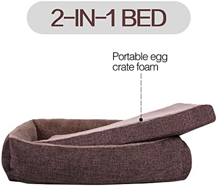 מיטת כלבים של קצף ביצה MFOX עם בסיס קצף צפיפות גבוהה להקלה במפרק אורטופדי - כסא ארגזים, ספת כלבים או מיטת חיית מחמד ספה - כיסוי רחיץ במכונה,