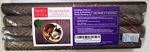 Placemats על ידי Homeything, חבילה של 4, 19 x 14. חומרי מנדונג טבעיים, פיקוח, שולחן אוכל מלבני ארוג ביד