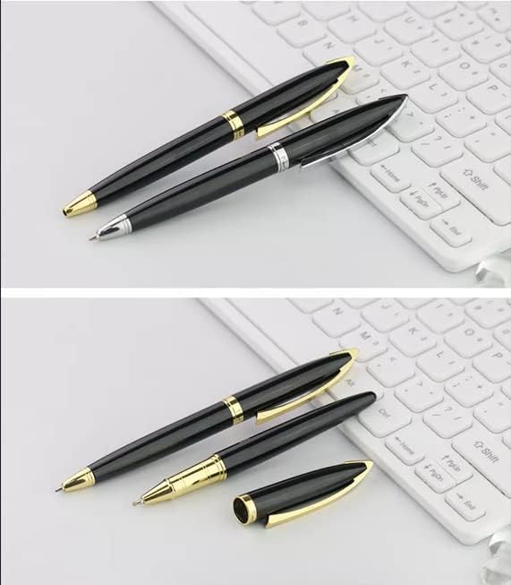 משרד מנהלים יוקרתי עט מבריק שחור עם לוגו של גימור זהב לוגו פרסום עט עט מתנה לעסקים לגברים ונשים, מנהלים עטים מגניבים ללא תיבה