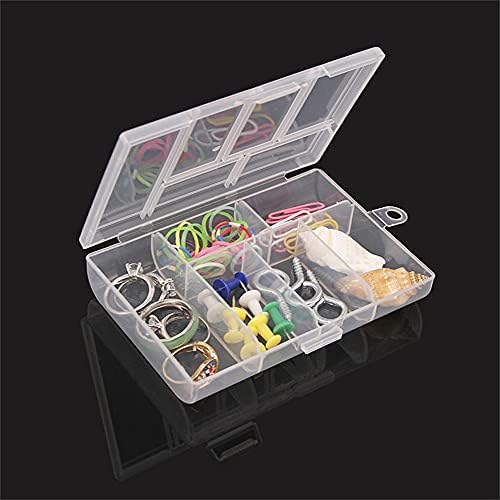 6 תא קופסת פלסטיק שקופה, תכשיטים אחסון קוסמטי מיכל מחזיק קופסת קופסה, קופסת מיון רכיב אלקטרונית ותיבת חרוזים, אבזם ועיצוב חור תלוי