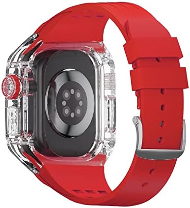 ערכת שינוי מקרים שקופה של Houcy עבור פס Apple Watch Ultra 49 ממ מארז פלואורובבר רצועה אבזם מתכת לסדרת IWatch 49 ממ