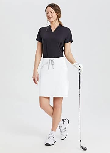 חצאיות Skorts לנשים של Baleaf 20 אורך ברך כותנה כותנה מזדמנת המותניים הגבוהים משיכת גולף צנוע עם כיס