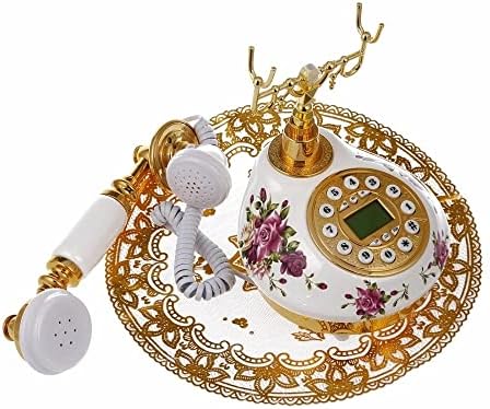 N/A טלפון קווי עתיק עם זיהוי שיחה תאריך שעון התאמה טבעת ללא סוללה טלפון קלאסי למשרד הביתי
