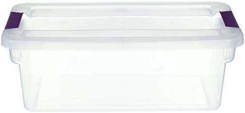 Sterilite 17511712 6-Quart Clearview Latch Box, עם ידיות שזיף, 2 חבילה