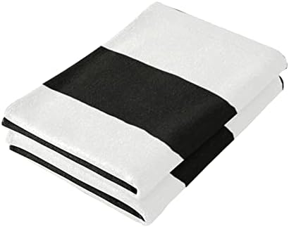 סט מגבת פס שחור לבן שחור של 2 מגבות מגבות מגבות מגבות מגבות חוף מגבות למטבח אמבטיה, 30x15