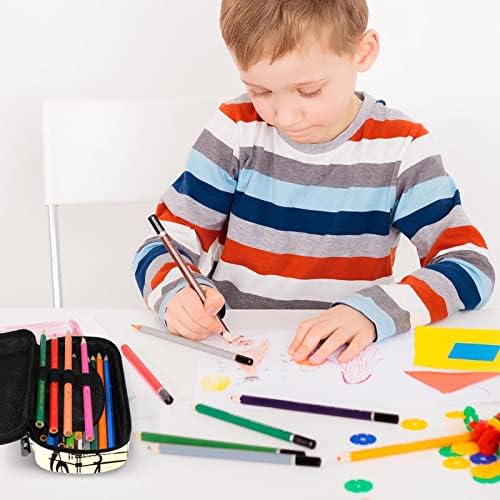בית ספר מתעודד רטרו מוסיקה עיפרון נרתיק עט צבעוני נערות ניידות בנות קוסמטיקה מארגן שולחן כתיבה 7.5x3x1.5in