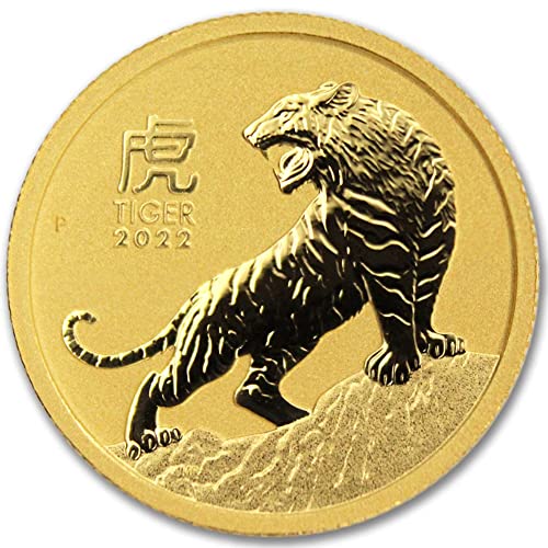 2022 P 1/20 OZ זהב שנת הירח האוסטרלית של מטבע הנמר מבריק ללא מחזור בקפסולה עם תעודת אותנטיות מדינת 5 $ מנטה