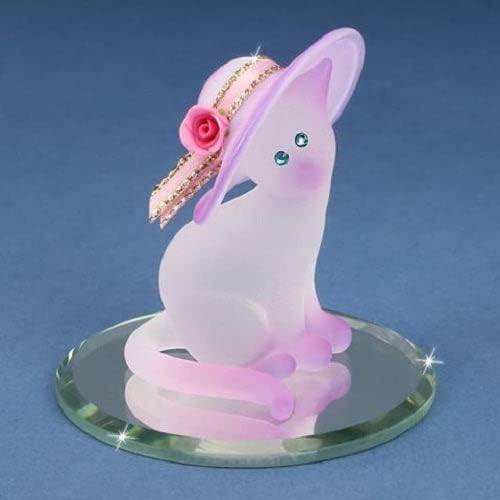ברון זכוכית חתול בעבודת יד עם פסלון כובע