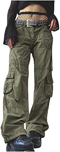 כיסים מכנסיים רחבים של רגל רחבה מזדמנים לחימה מכנסיים צבאיים מכנסי מטען מזדמנים לנשים מותניים גבוהים רחבים