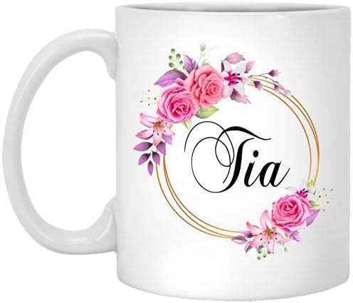 גבינסעיצובים טיה פרח חידוש קפה ספל מתנה עבור אמא של יום-טיה ורוד פרחים על זהב מסגרת-חדש טיה ספל פרח-יום הולדת מתנות עבור טיה-טיה קפה ספל