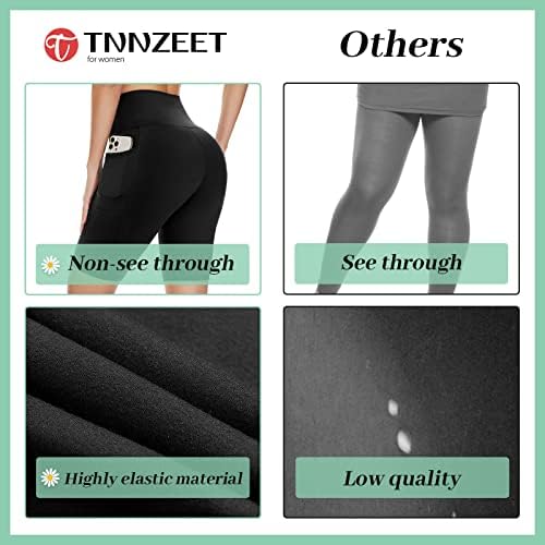 מכנסיים קצרים של אופנוען Tnnzeet לנשים עם כיסים - מותניים בגובה 8 אינץ 'מכנסיים אתלטי אימון שחור