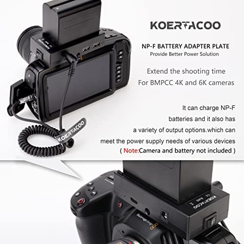 צלחת מתאם סוללה של Koertacoo NP-F + BMPCC 4K ו- 6K DC כבל ו- LP-E6 סוללת דמה להפעלת מצלמת קולנוע כיס בורח 4K/6K, תואמת לסוללה של SONY