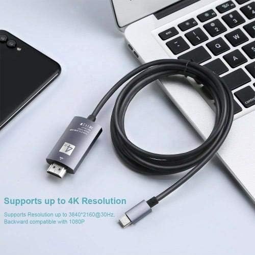 כבל Goxwave תואם ל- Acer Spin 5 - כבל SmartDisplay - USB Type -C ל- HDMI, USB C/HDMI כבל עבור ACER SPIN 5 - סילון שחור