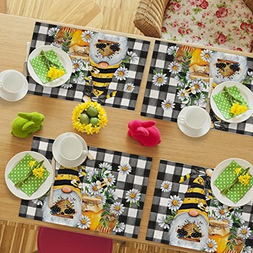 Seliem Spring Bee Gnome Daisy Placemat