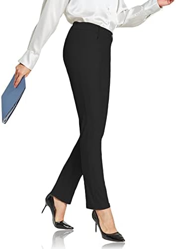 מכנסי שמלת יוגה לנשים Chinfun מכנסיים ישר רגל/מגף עבודות מתיחה משרד עסקים מכנסי גולף מזדמנים 4 כיסים