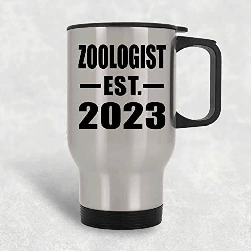 Designsify Zoologist מבוסס. 2023, ספל נסיעות כסף 14oz כוס מבודד מפלדת אל חלד, מתנות ליום הולדת יום הולדת חג המולד חג המולד אבות אבות יום