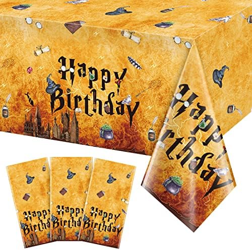 צלחות יום הולדת לקוסם קסום וציוד למסיבות מפיות & 3 חבילות אשף קסום מפתית מסיבת יום הולדת שמח