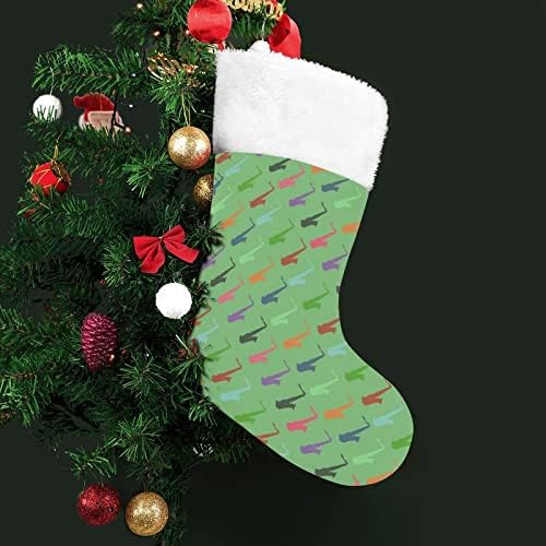 סקספונים צבעוניים גרבי חג המולד גרבי עץ חג המולד גרביים תלויים עם קישוט שרוול קצר לפלאש למסיבת חג ביתי
