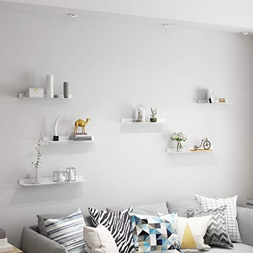 IhomePark 20 אינץ 'מדפים צפים מתכת לקיר, מדף לבן מפלדה מודרני תעשייתי לסלון, אמבטיה, מטבח ומשרד