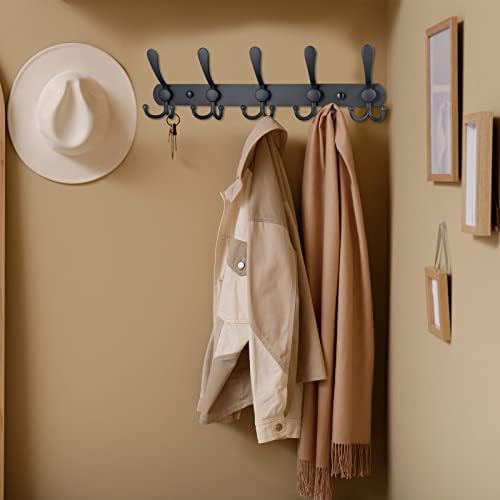 הרכבה על מעיל הנקלנט קיר קיר, 5 ווים משולש קולבי מעיל מתכת כבדים למעילים כובעים מגבות רודפים גלימות בחדר הבוץ כניסה