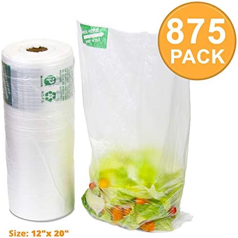 875 קראט 12על 20 גליל שקית תוצרת פלסטיק גדול, פוליאתילן מתוצרת ארה ב, שומר אחסון מזון שקוף עמיד לשקיות מכולת חטיף מאפיית ירקות פירות