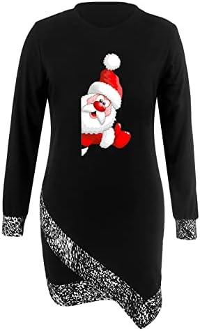 חג המולד נשים מקרית שמלת צוות צוואר ארוך שרוול טנק בודיקון חולצה קצר מיני שמלות סדיר מכפלת רזה שמלה