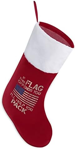 אם דגל זה פוגע בך, אני אעזור לך לארוז גרב לחג המולד קלאסי קישוטים תלויים שקית ממתקים של שרוול לבן לקישוטים למסיבות לחג משפחתי