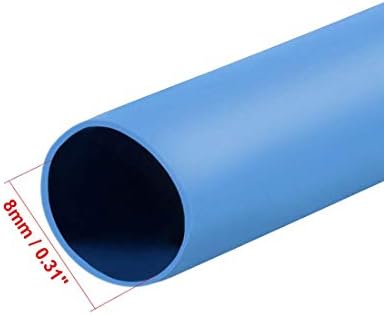 צינורות מכווץ חום של 1 יחידות, 2: 1 כבל חוט חשמלי כחול 2: 1 כבל חוט חשמלי ≥600V ו- 248 ° F, 2mx8 ממ לכווץ עטיפה ארוכה בהגנה מפני בידוד