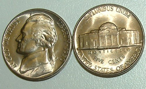 1950 -D ג'פרסון ניקל - בחירה/אבני חן מטבע ארהב