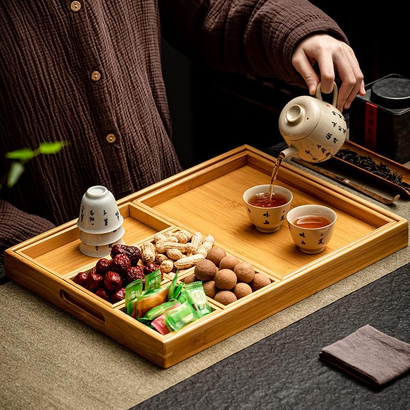 אביזרי אחסון לחדר שינה ysjx וחדרי שינה 1 חפץ במבוק יפני מגש תה מרובי ניצן חטיף תא אחסון צלחת אחסון עתיקה מגש תה בית מגש תה מגש