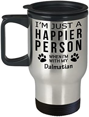 חובב כלבים טיול ספל קפה - אדם מאושר יותר עם מתנות הצלת בעלים דלמטי -פאט