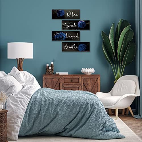 4 חתיכות רוז כחול קיר אמבטיה קיר קיר פרחים תפאורה תפאורה כחולה להירגע SPOAK להירגע נושם קיר כחול קיר חווה בית חווה כחול עיצוב שלט לחדר