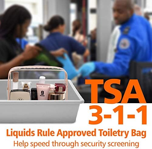 אריזה שקית מטלה ברורה, 3 חבילות TSA תיק טואלט טוקרה תיק גודל רביע, תיק קוסמטי של איפור נסיעות לנשים גברים