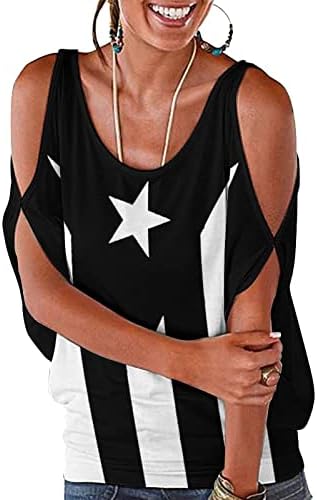 פורטו ריקו שחור דגל שחור גאווה נשים טוניקה קרה טוניקה חולצות מתאימות חולצה טריקו שרוול קצר