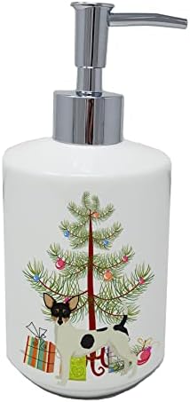 אוצרות קרוליין CK3567SOAP צעצוע שועל שועל טרייר עץ חג המולד עץ חג המולד קרמיקה מתקן סבון, בקבוקי משאבה של מתקן סבון יד למטבח אמבטיה, מיכל