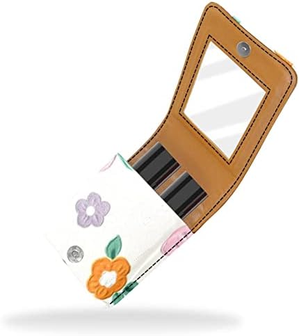 שפתון מקרה עם מראה חמוד נייד איפור תיק קוסמטי פאוץ, קריקטורה יפה פרחי אביב
