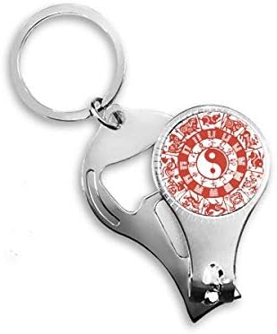 דיאגרמות טאיג'י סיניות יין-יאנג ציפורן מגלגל המזלות ניפר טבעת מפתח בקבוקי שרשרת מפתח קוצץ