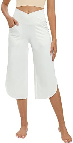 מכנסי Capri G4Free לנשים מכנסי שמלת יוגה ברגליים רחבות